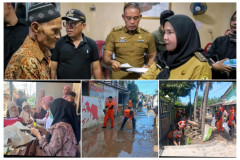 Wali Kota Eva Bersihkan Bekas Banjir dan Obati Masyarakat