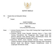 Bupati Elfianah Keluarkan Surat Edaran Evaluasi Bantuan Sosial Kepada Kepala Desa