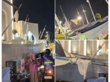 Angin Kencang Porak-porandakan Tenda Pedagang Sekitar Masjid Raya Al Bakrie