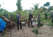 Puting Beliung, TNI Bantu Benahi Atap Rusak dan Pohon Roboh di Lamteng 