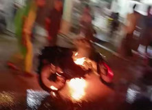 Sepeda Motor Karyawan SPBU Berabasan Terbakar