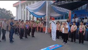 Lomba Gerak Jalan Kwarcab Bandarlampung Digelar, Sekda Iwan Gunawan Tekankan Kebersamaan dan Disiplin
