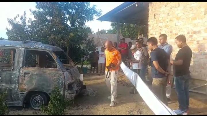 Angkot Terbakar Tewaskan Sopirnya di Poncowati, Lampung Tengah