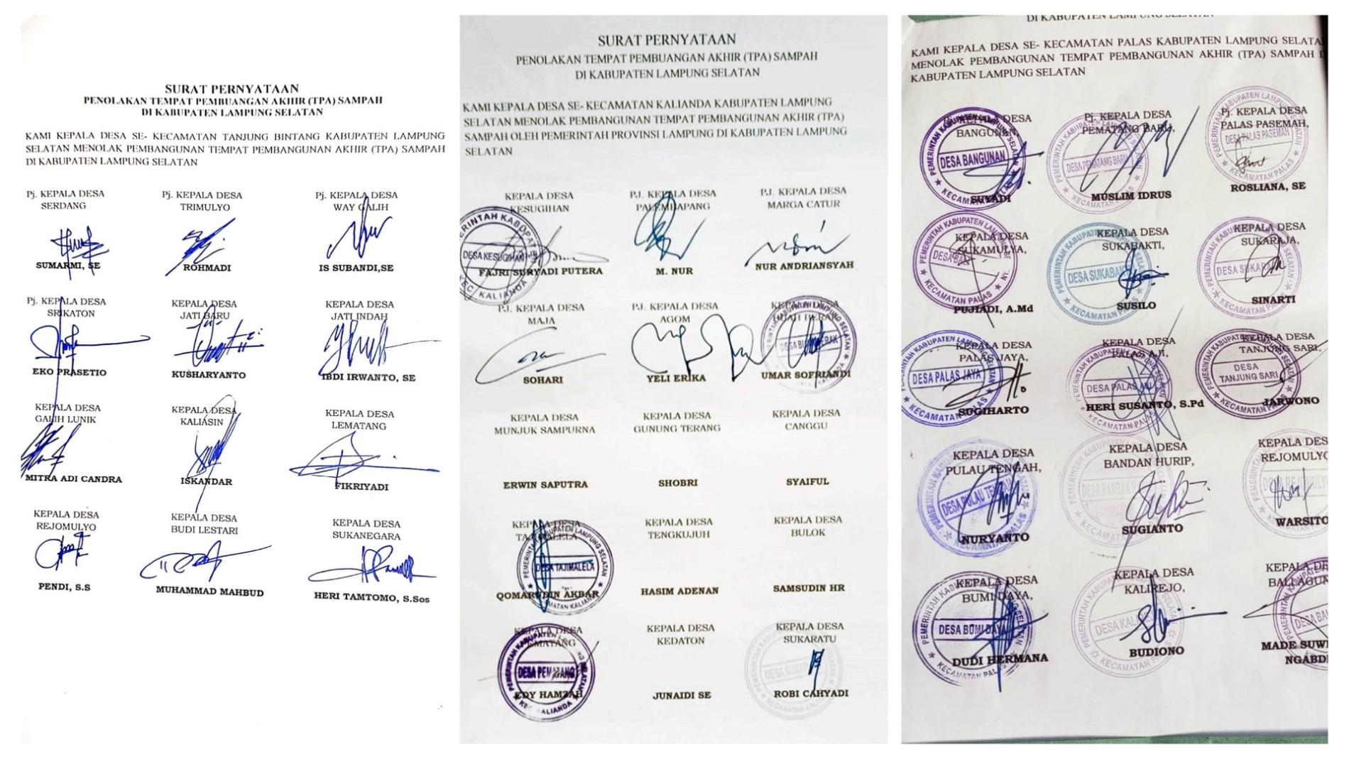 TPA Provinsi Lampung Ditolak Semua Kades se-Lampung Selatan