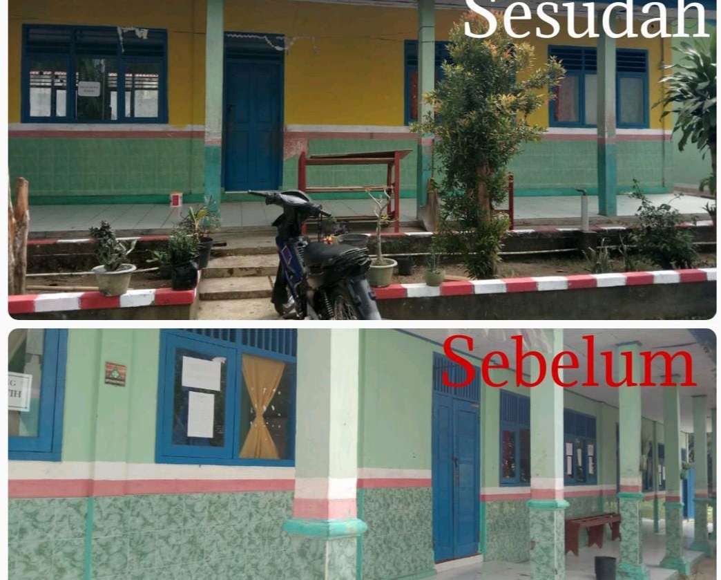 Dari Anggaran Dana BOS, Kepala Sekolah SD Negeri 16 Way Serdang Sulap Gedung Sekolah Menjadi Indah