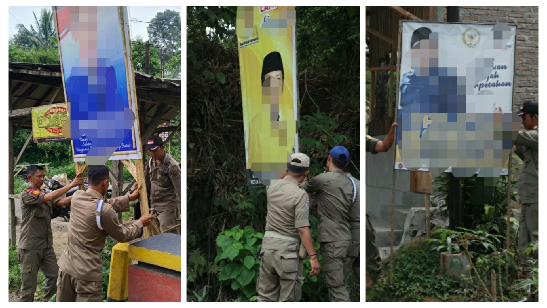  Langgar Aturan, Baleho Politikus Top Dicopot Satpol PP Tanggamus
