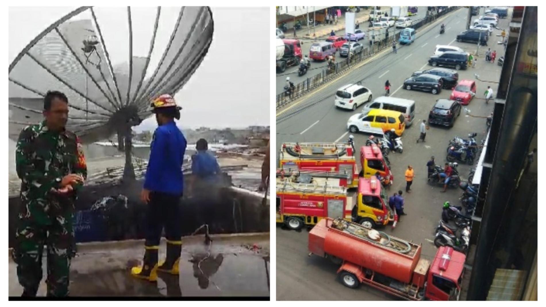 Lantai 4 Ruko Sparepart Mobil Terbakar di Pasar Tengah Tanjungkarang