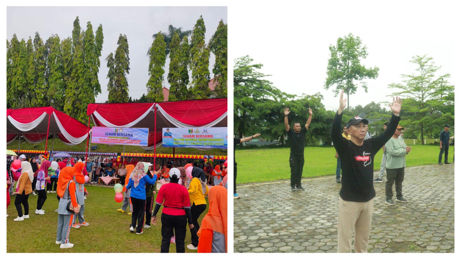 Bupati Mulyadi Irsan Senam Bersama Hari Kesehatan Nasional, HUT Korpri dan Dharma Wanita