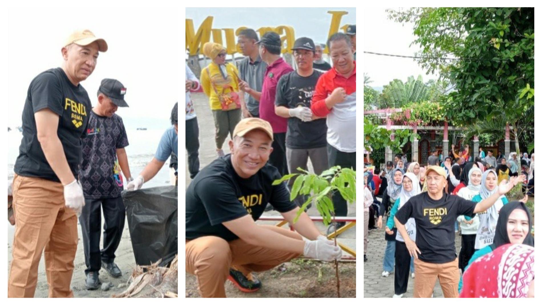 Pemkab Tanggamus Bersih-Bersih Pantai, Senam, dan Tanam Pohon