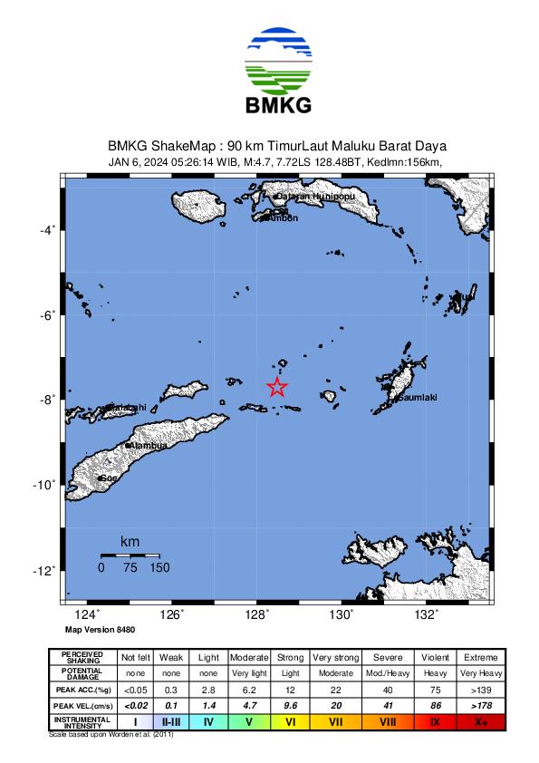 Wilayah Laut Banda Maluku Barat Daya Diguncang Gempa Bumi Tektonik M5,0 Tidak Berpotensi Sunami  