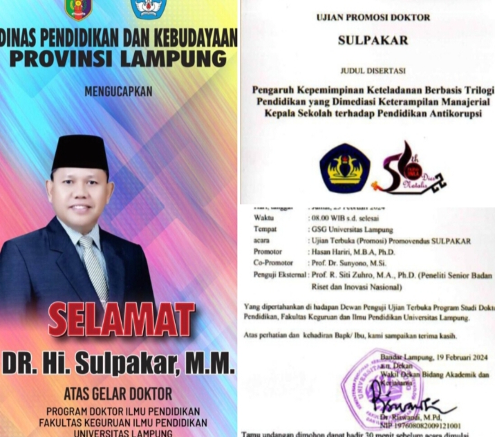 Sulpakar Bakal Raih Gelar Doktor Pendidikan Tercepat di Unila
