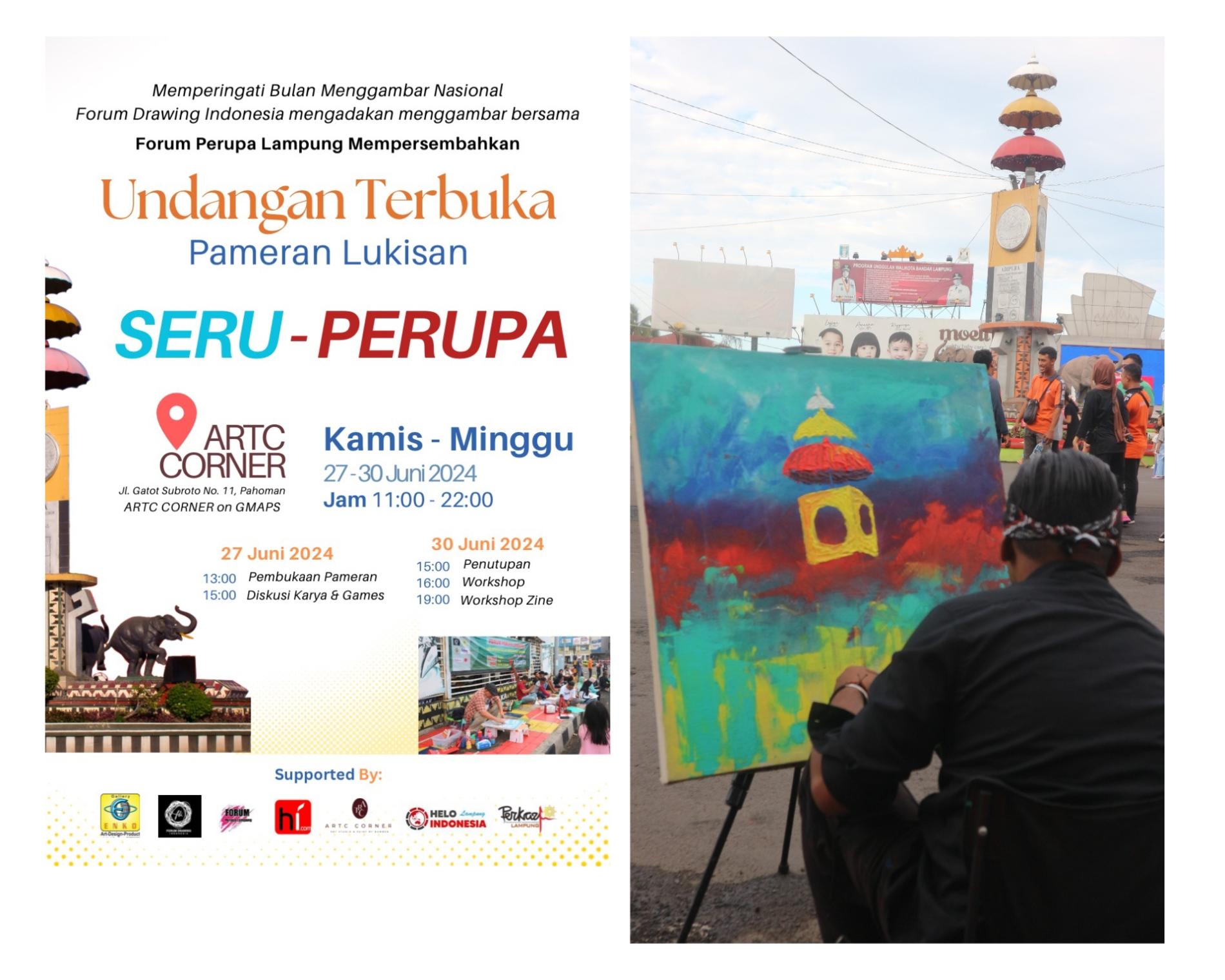 Tugu Adipura dalam Pameran Seru Perupa di Studio Artc Corner, Pahoman.