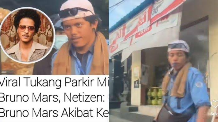 Viral di Medsos Tukang Parkir Mirip Bruno Mars, Warganet : Mas bruno. Bruno kearifan lokal