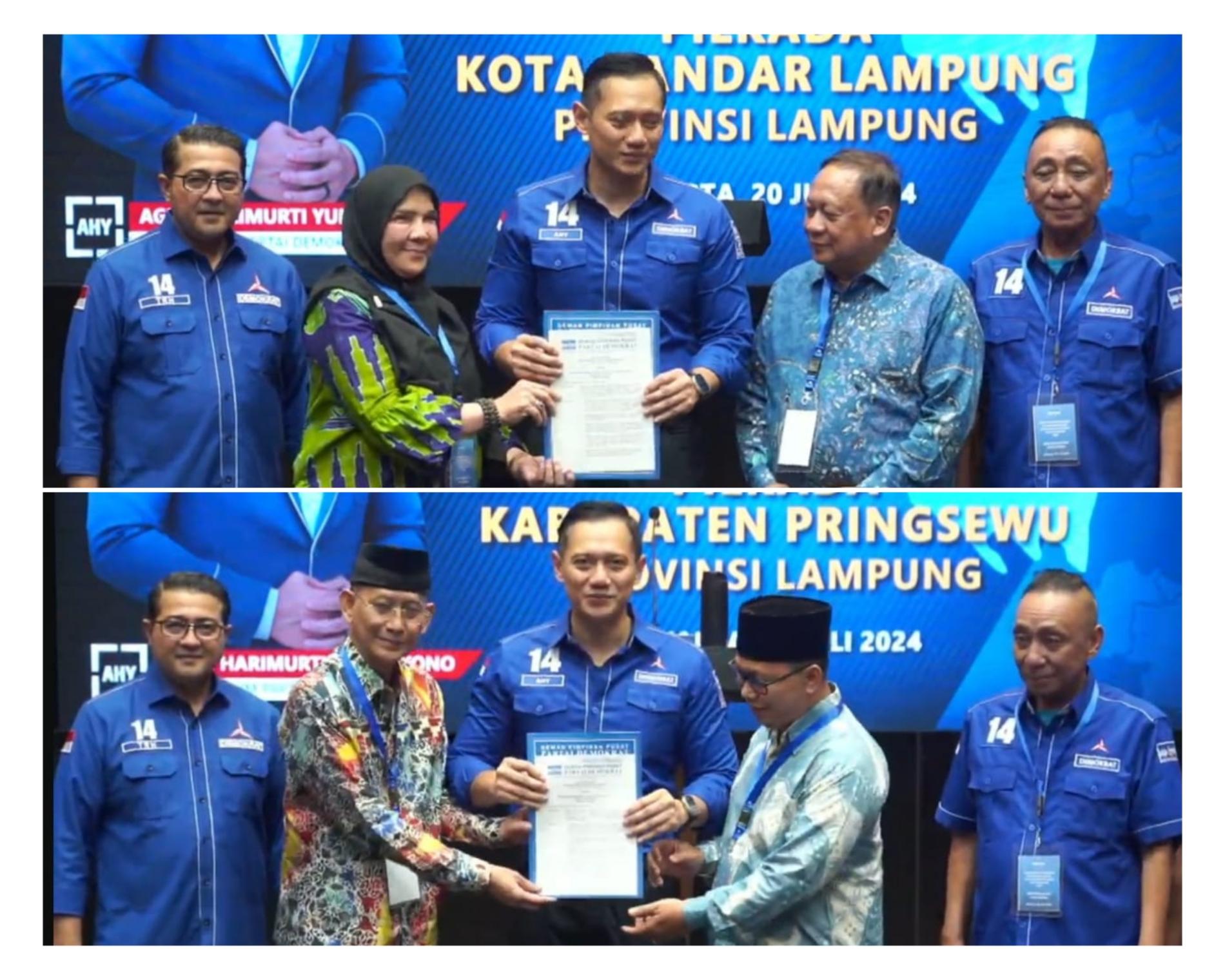 AHY Serahkan Rekom Partai Demokrat ke Eva-Deddy dan Adi-Hisbullah