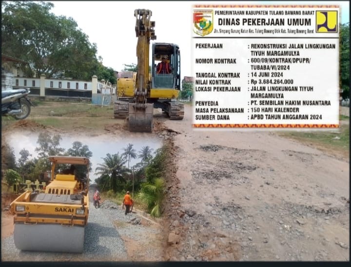 Dinas PUPR Tubaba Rekonstruksi Jalan Tiyuh Margamulya, ini Anggarannya?