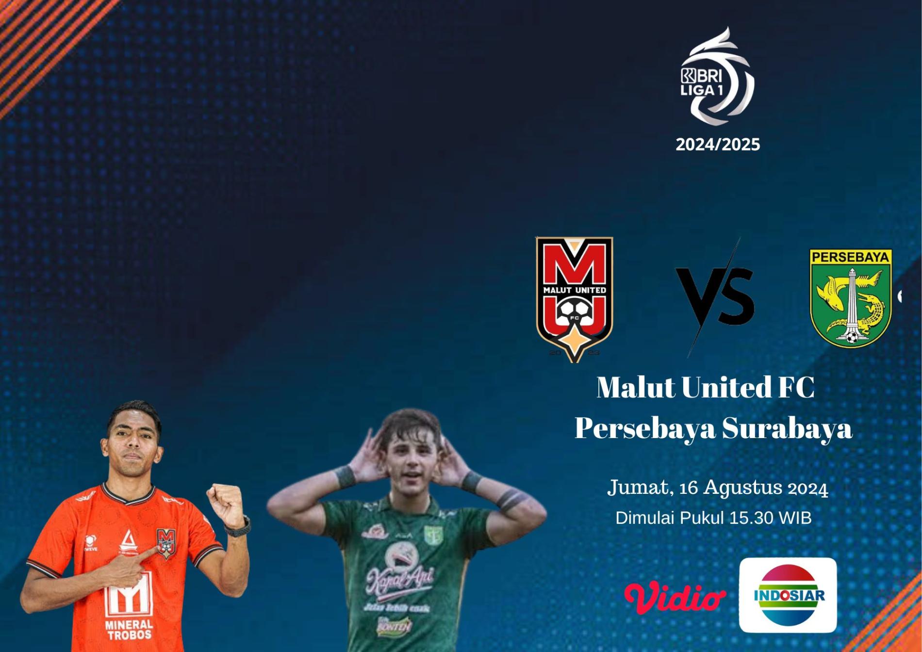 Link Live Streaming BRI Liga 1 2024-2025 : Malut United FC vs Persebaya Surabaya, Sedang Berlangsung! 