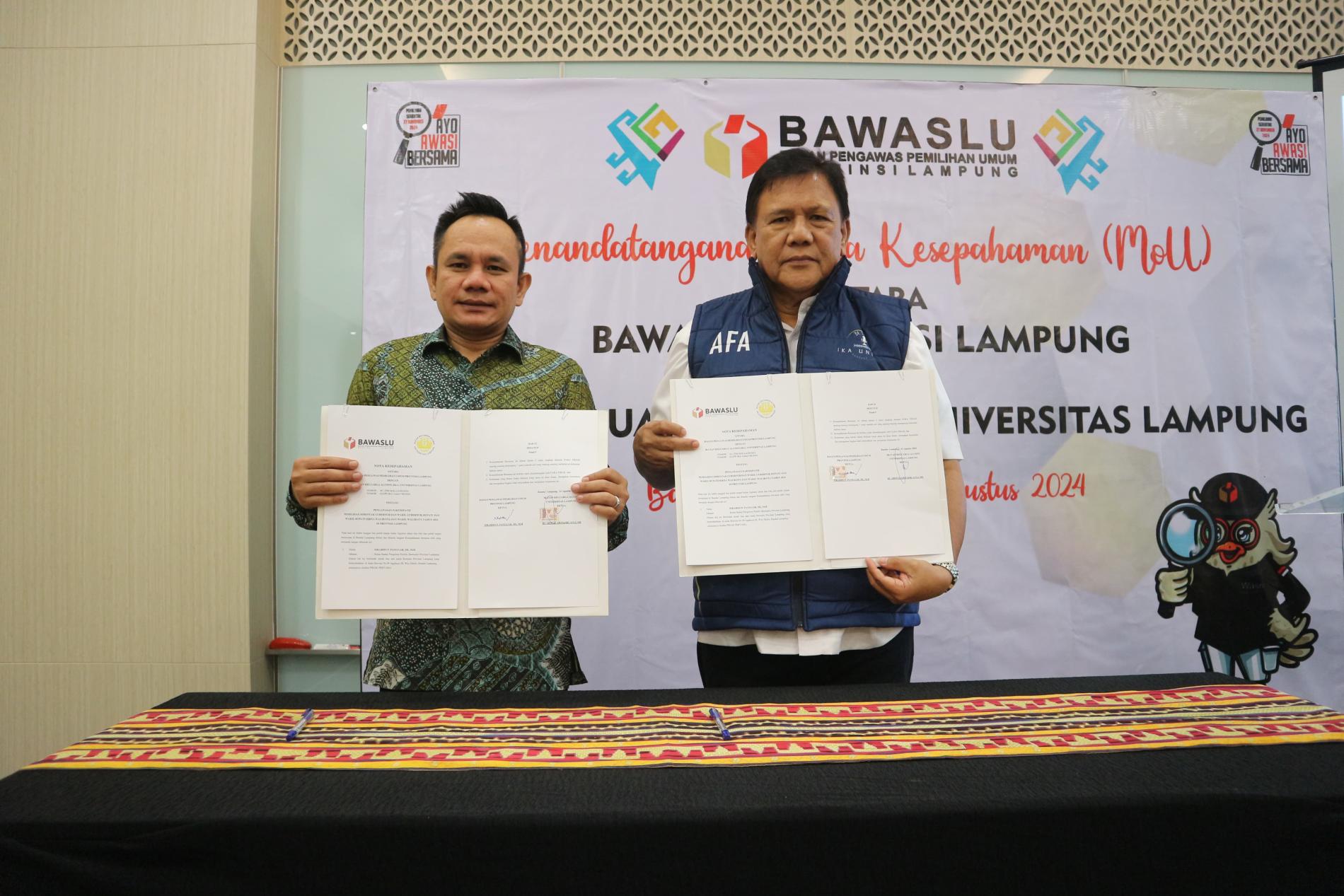 Bawaslu dan IKA Unila MoU Pengawasan Pilkada