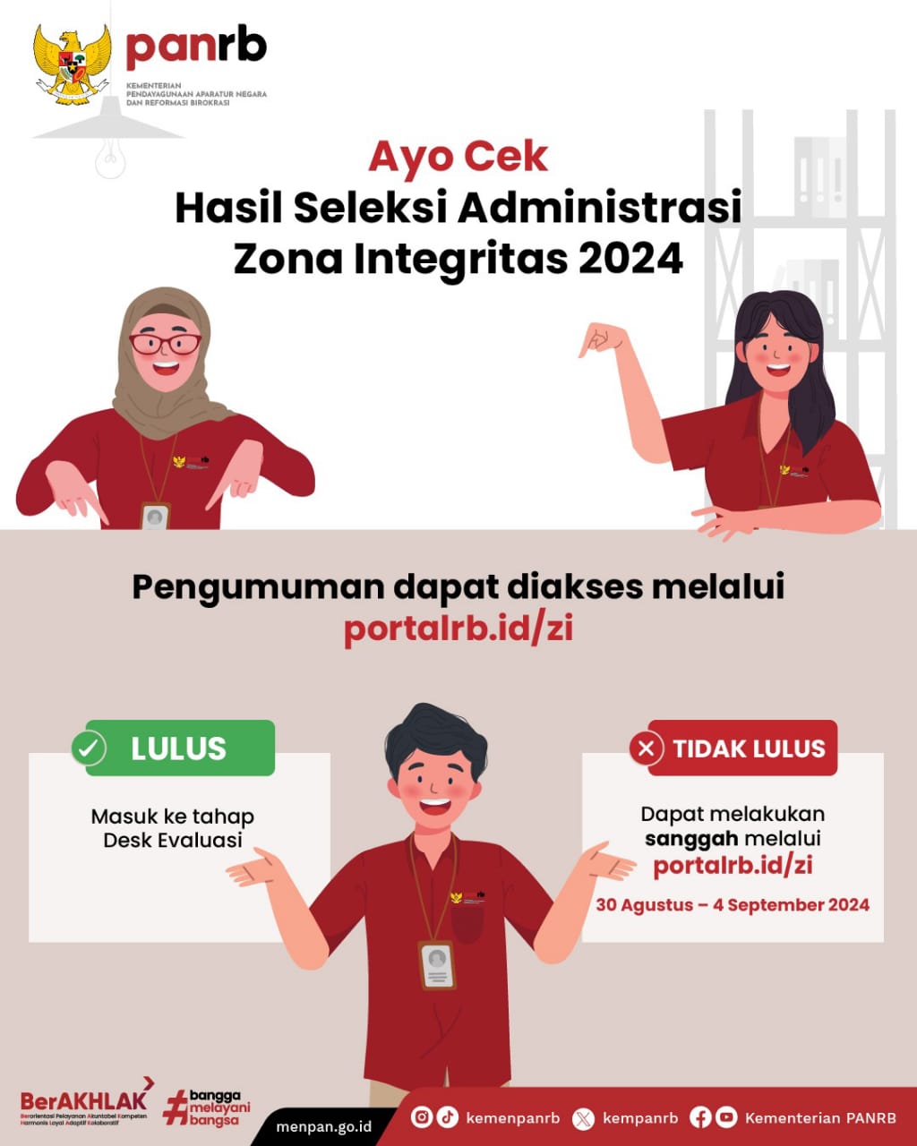 Kementerian PANRB Umumkan Hasil Seleksi Administrasi Zona Integritas 2024