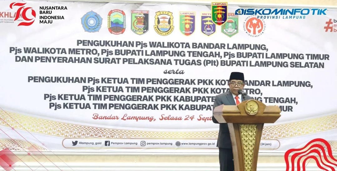 Pj. Gubernur Lampung Kukuhkan Pjs. Bupati/Walikota dan Ketua TP. PKK Kabupaten/Kota.