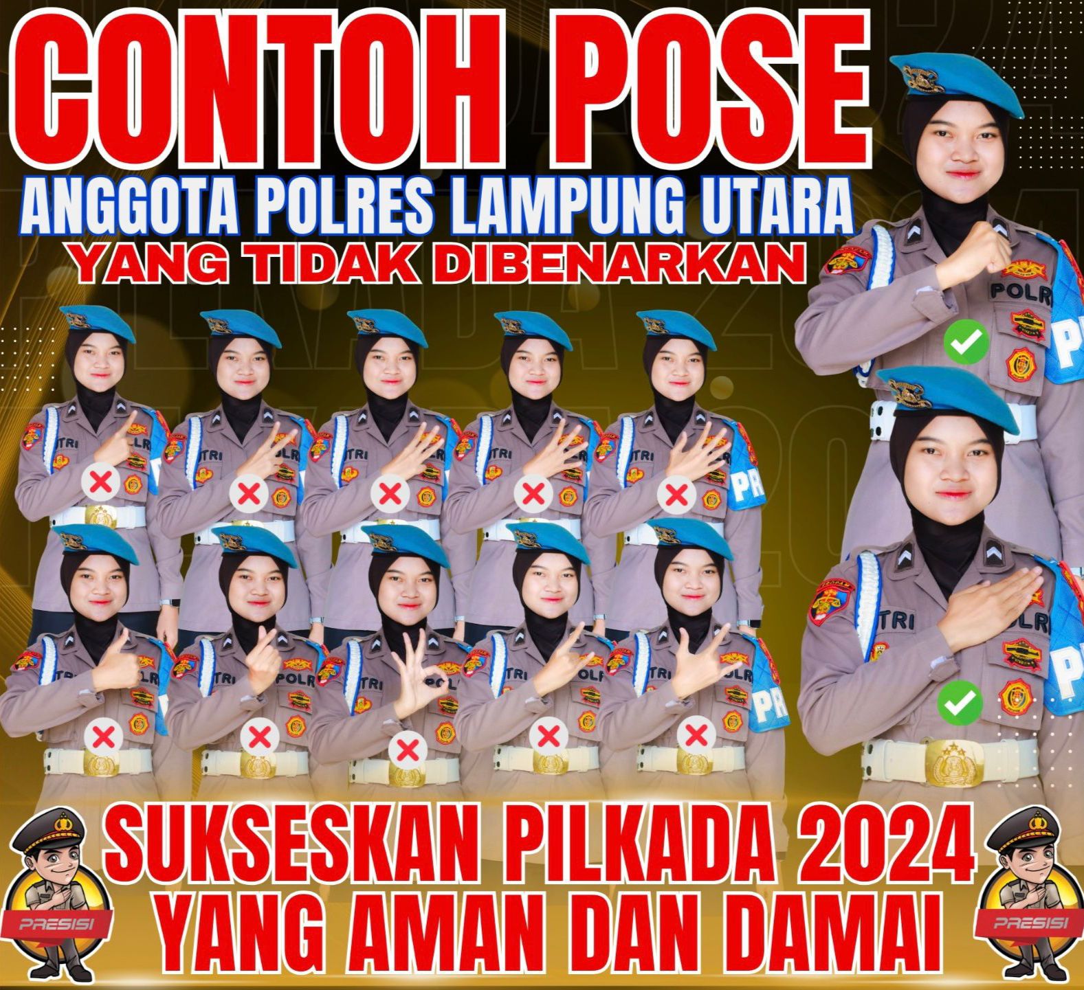 Polres Lampung Utara Melarang Personelnya Berpose Dengan Jari di Tahun Pilkada 2024