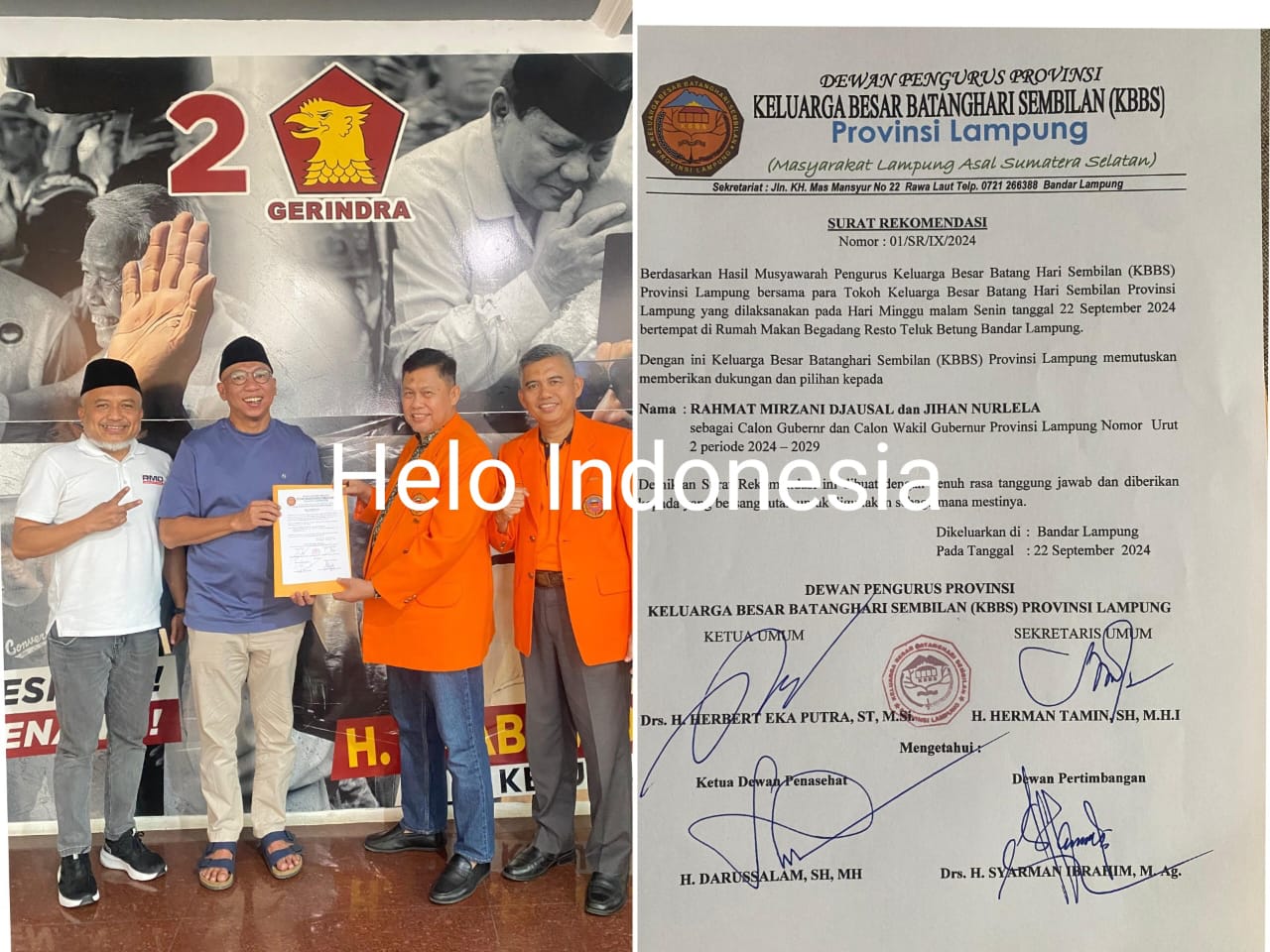 Maju Bersama Mirza-Jihan, Batanghari 9 Serahkan Surat Dukungan