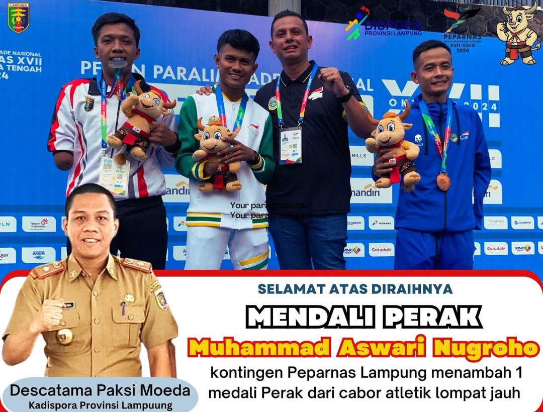 Muhammad Aswari Nugroho Berhasil Raih mendali Perak Atletik lompat jauh.