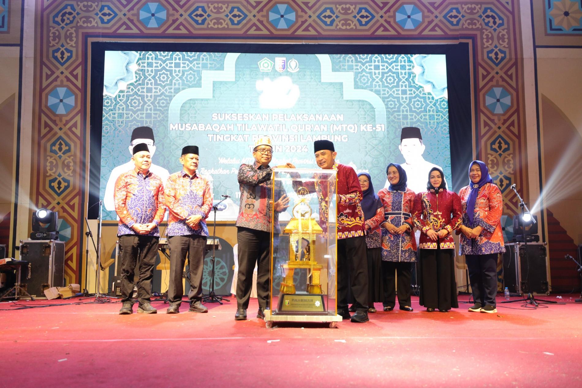 Kota Bandarlampung Kembali Menjadi Juara MTQ ke-51