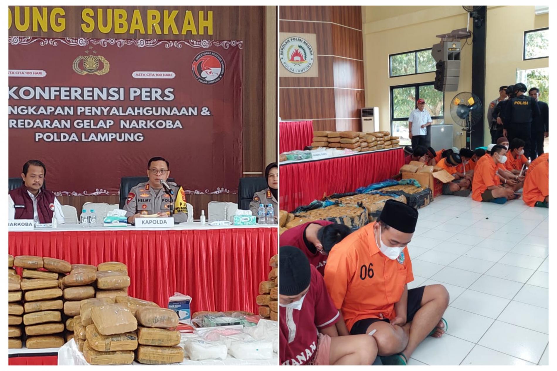 Sebulan, Polda Lampung Tangkap 215 Tersangka Narkoba Senilai Rp14,7 M