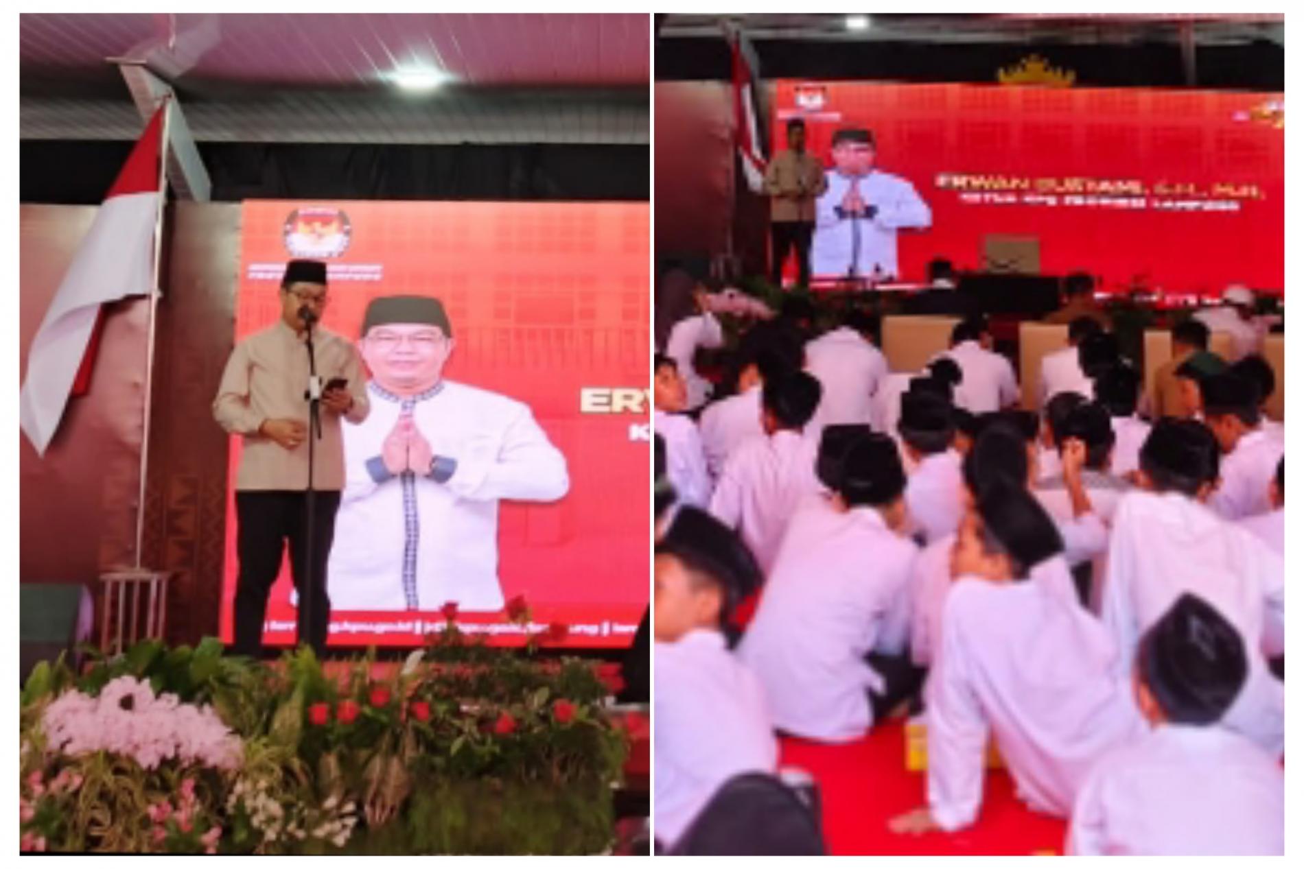 Agar Pemilu Lancar, KPU Lampung Doa Bersama Ratusan Santri Pesantren