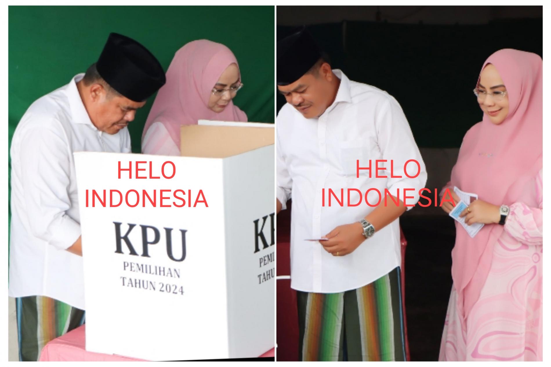Pakai Sarung dan Peci, Musa Ahmad dan Yuniar Nyoblos di TPS 20 Yukumjaya