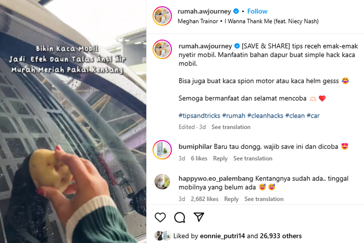 Wajib Tahu ! Kentang Ternyata Bisa Bikin Efek Anti Air di Kaca Helm Atau Mobil !