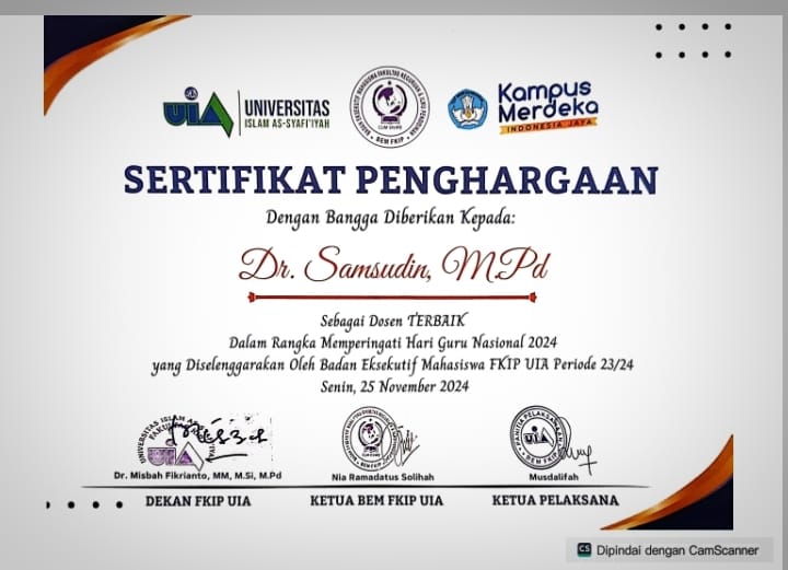 Pj. Gubernur Samsudin Terima Penghargaan Dosen Terbaik Dari UIA