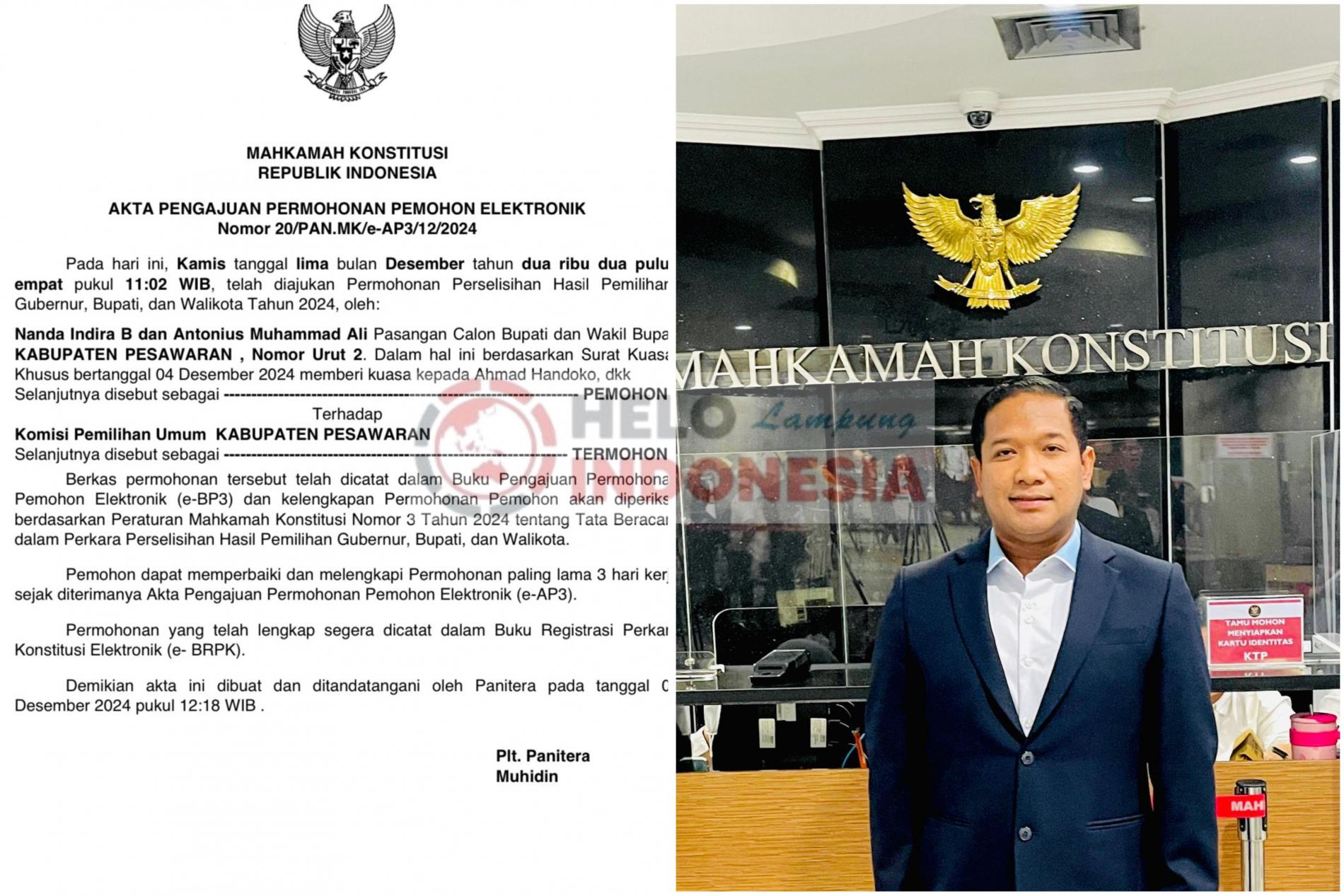 Digugat ke MK, Pencalonan Aries Sandi sebagai Bupati Pesawaran