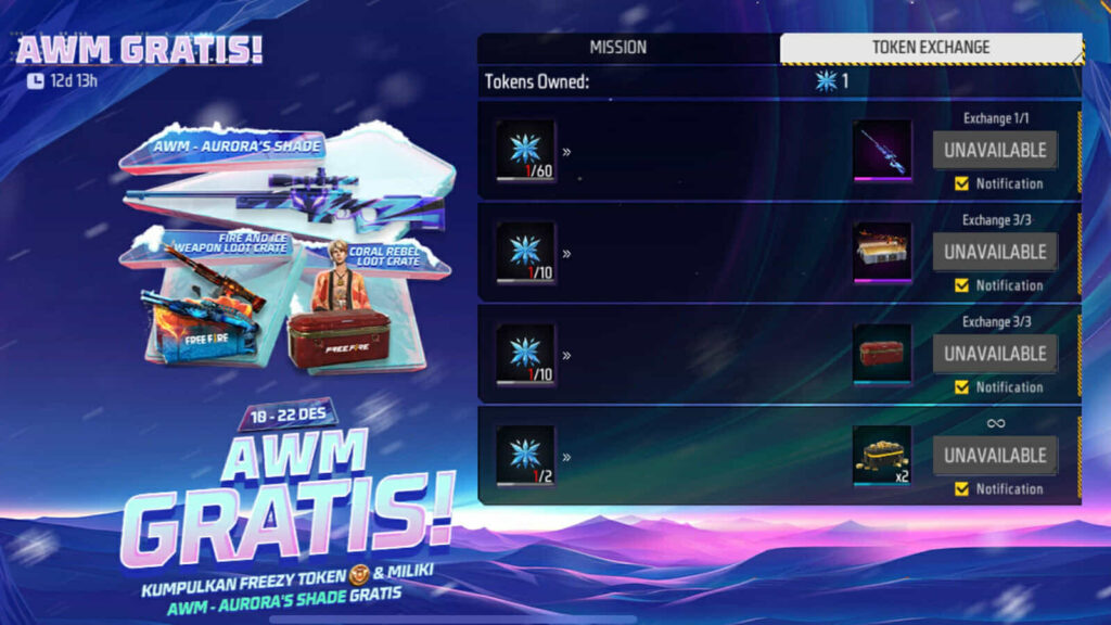 Begini Cara Dapatkan Senjata Free Fire AWM Aurora Shade, Gratis Guys ! 