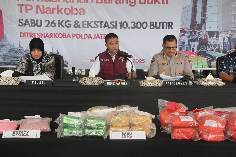 Dua Kasus Besar Terungkap, Polda Jateng Musnahkan 26 Kg Sabu dan 10 Ribu Pil Ekstasi