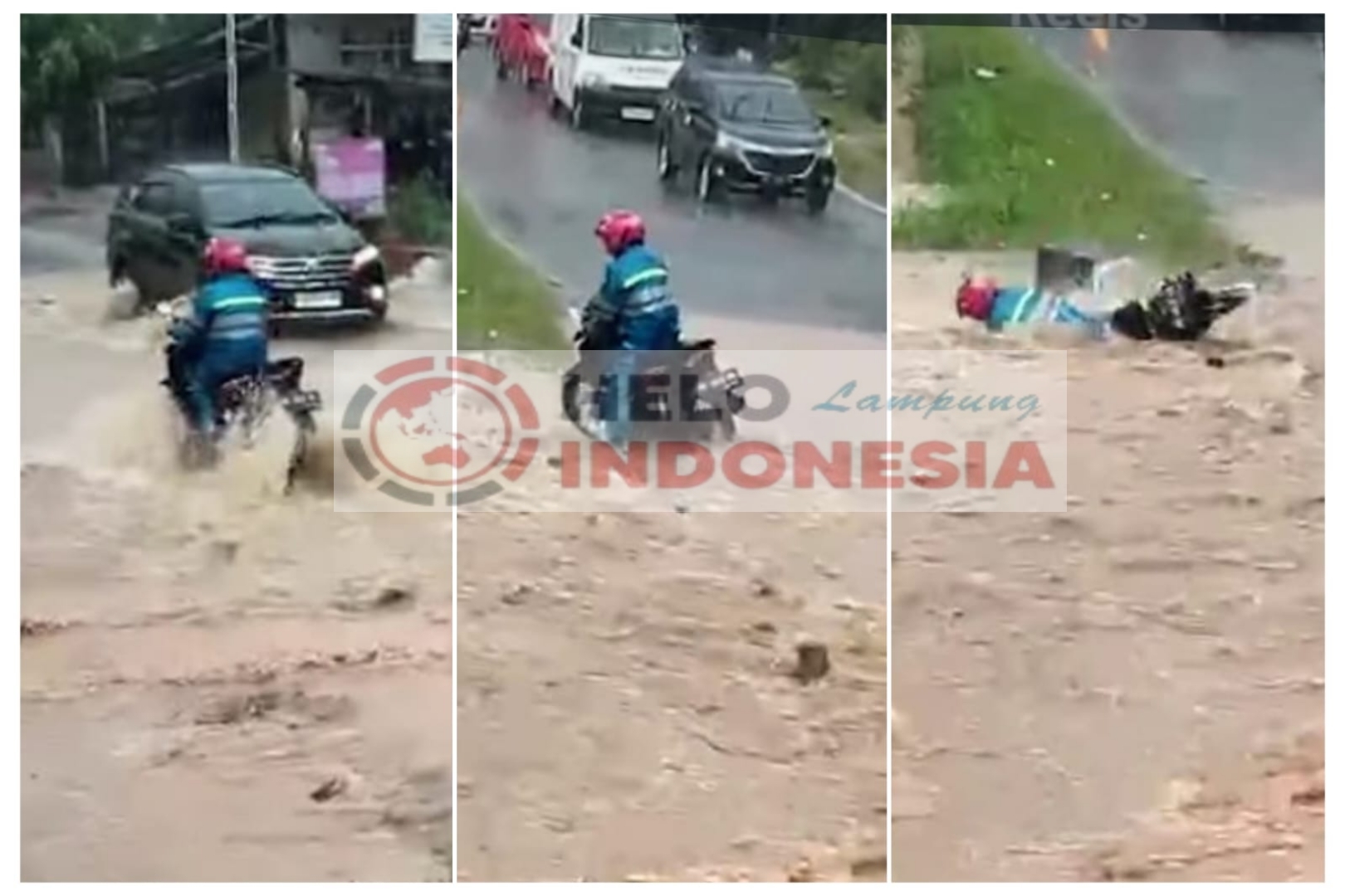 Daerah Campang Kembali Banjir, Pengemudi Motor Sampai Terseret Banjir