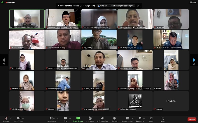 PWI Jateng-FH Unissula Gelar Sekolah Jurnalistik Ke-23, Komitmen Optimalkan Daya Saing Lulusan