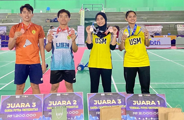 Pebulutangkis USM Rifda Naja Persembahkan Emas di Kejuaraan Piala Rektor Undip