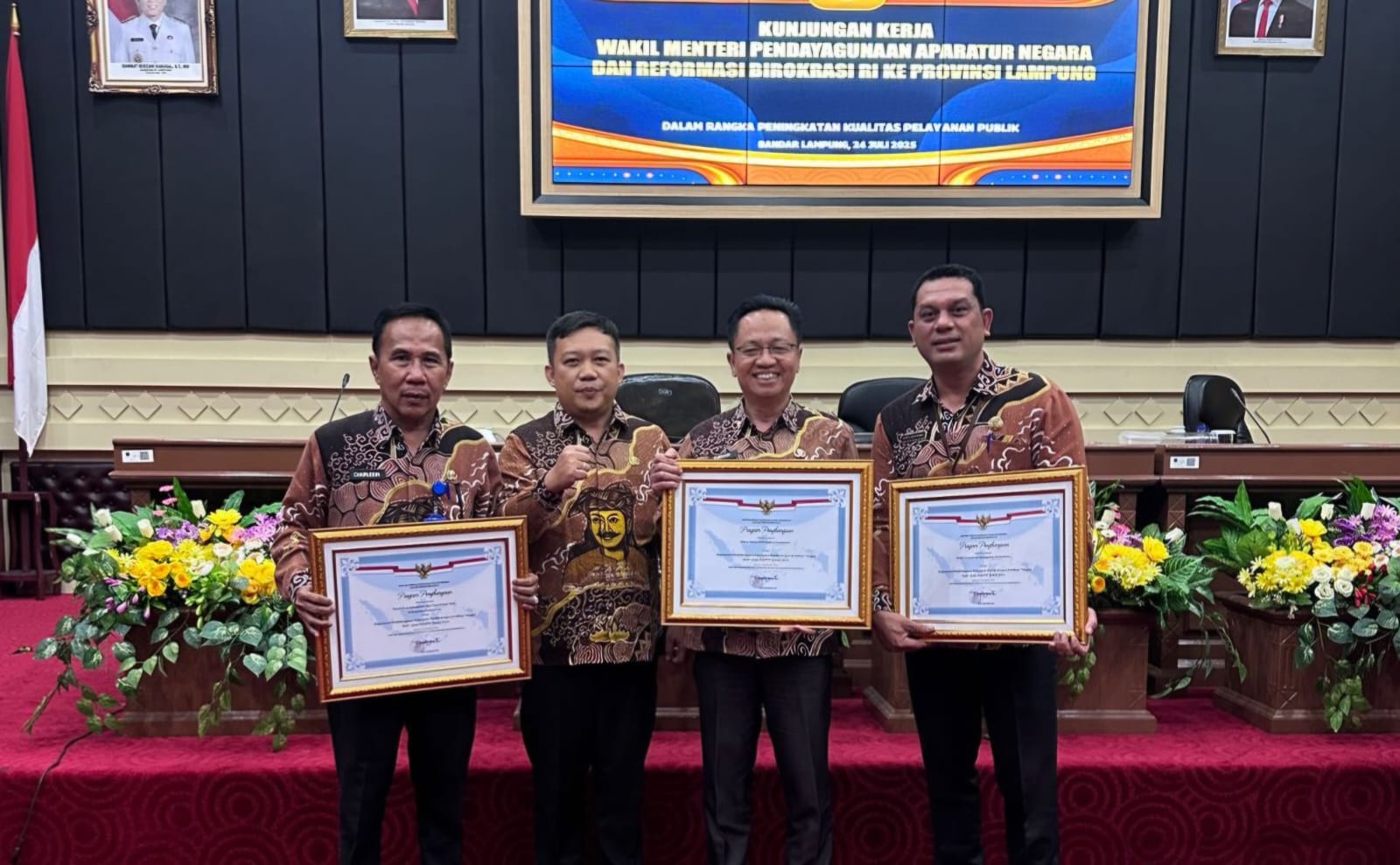 Dinilai Sangat Baik, 3 OPD Pemkab Pesawaran Diganjar Penghargaan Kemenpan RB