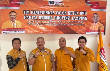 Partai Hanura Lampung Buka Penjaringan Calon Ketua DPD, 18–24 Agustus 2025