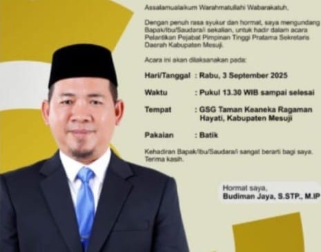 Besok, Sekdakab Definitif Mesuji Budiman Jaya Dilantik Bupati Elfianah