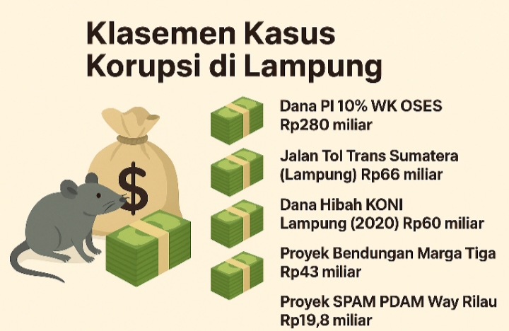 Lampung Raih 10 Besar Maling Uang Negara, Ini 5 Klasmen Terbesarnya