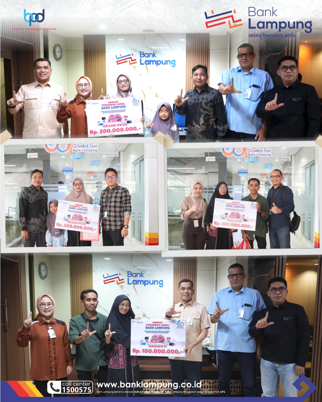 Bank Lampung Serahkan Grand Prize Hadiah Undian Simpeda Lokal Bank Lampung