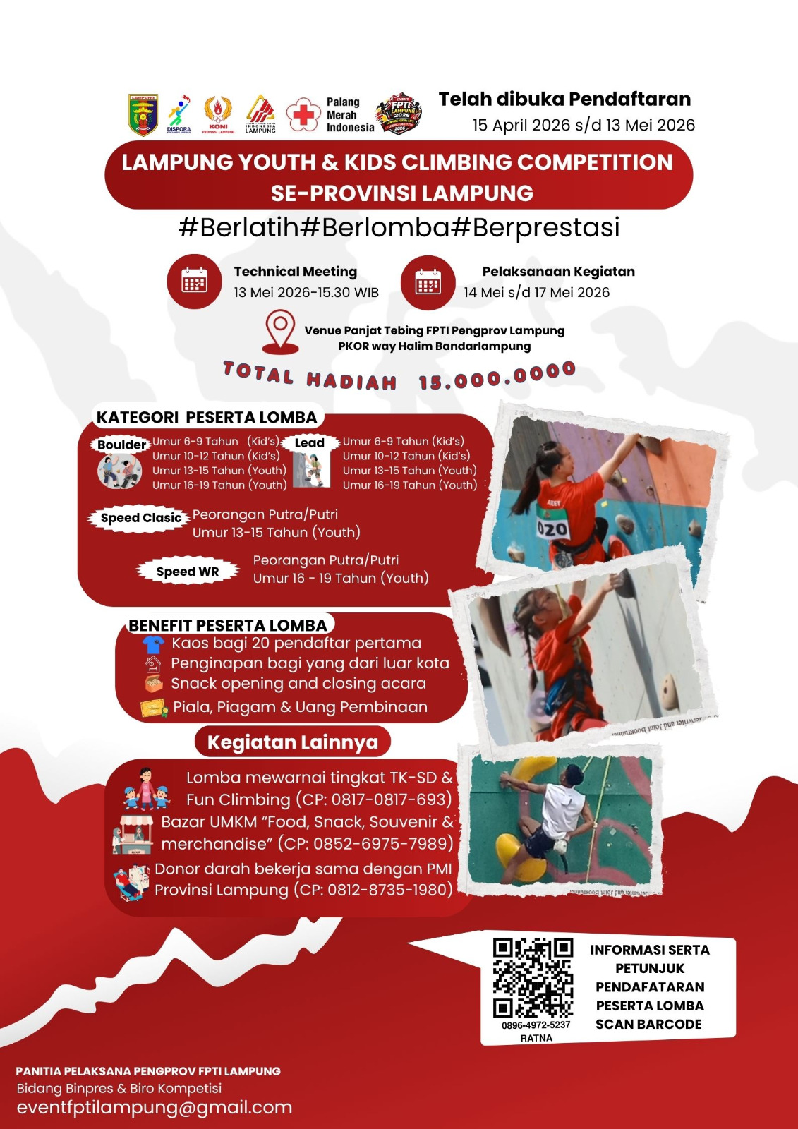 FPTI Lampung Gelar Kejuaraan Youth & Kids Climbing Competition 2026