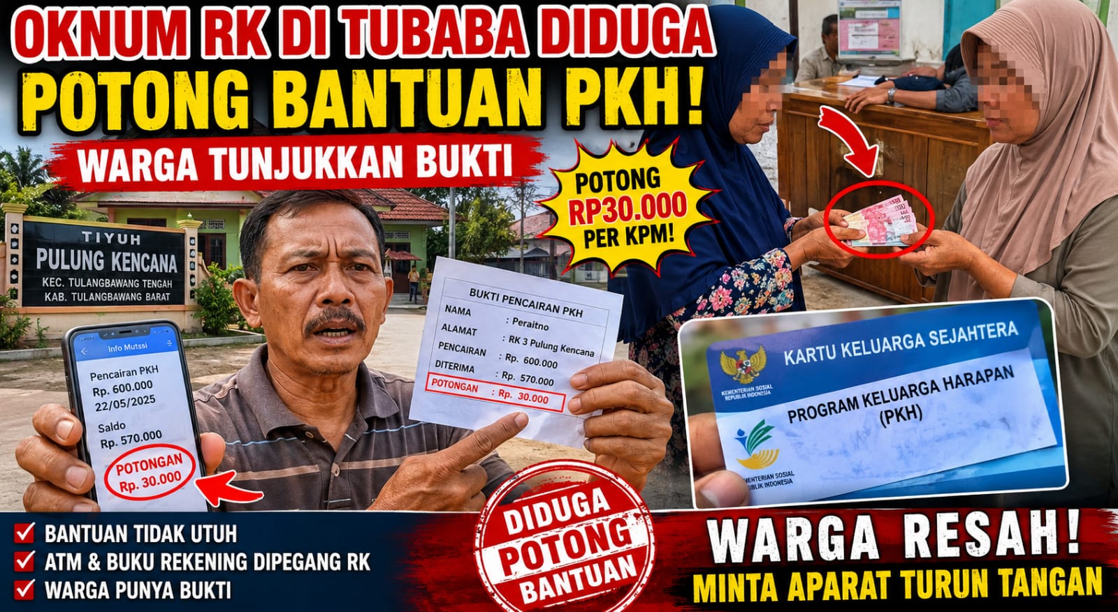 Oknum RK di Tubaba Diduga Potong Bantuan PKH, Warga Tunjukkan Bukti