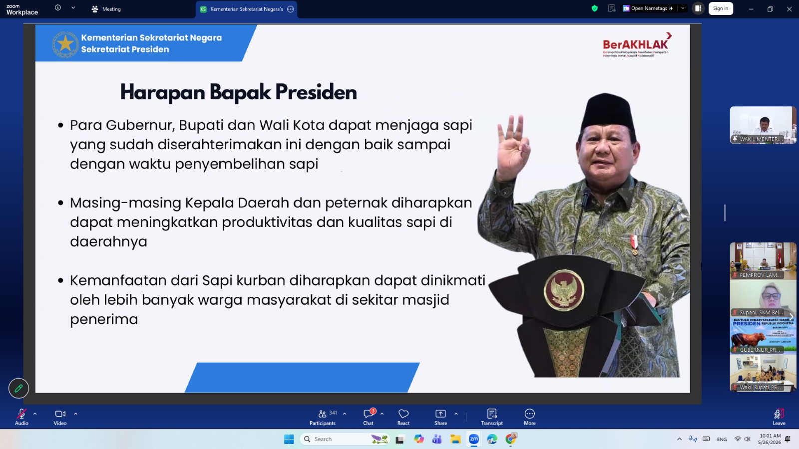 Pemprov Lampung Terima Sapi Kurban Bantuan Presiden untuk Iduladha 2026