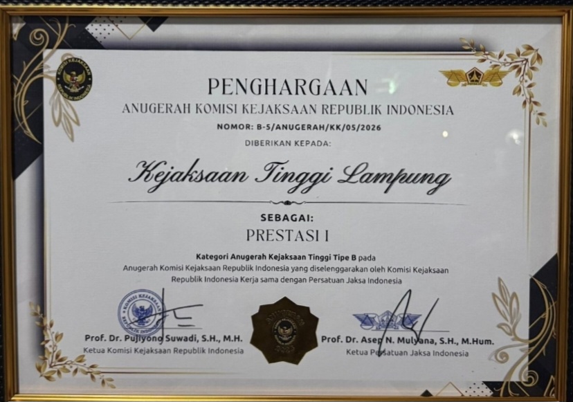 DPRD Lampung Apresiasi Prestasi Nasional Kejati Lampung Raih Juara I Komjak RI