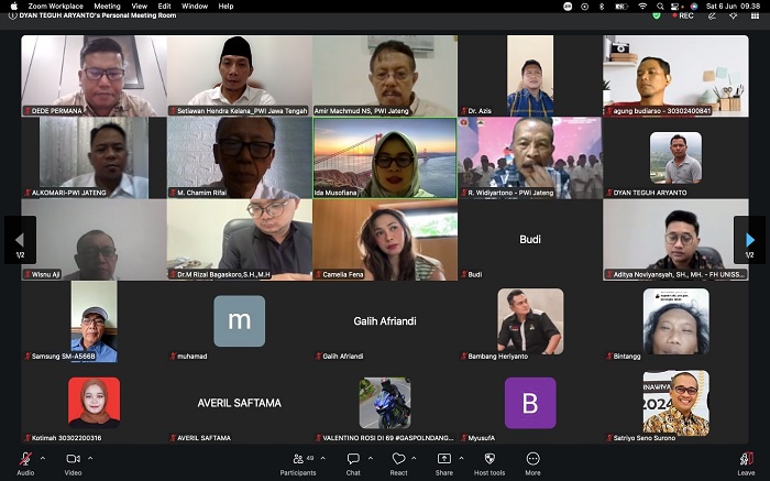 Satu Dekade Bersinergi, PWI Jateng dan FH Unissula  Selenggarakan Sekolah Jurnalistik Angkatan XXVII
