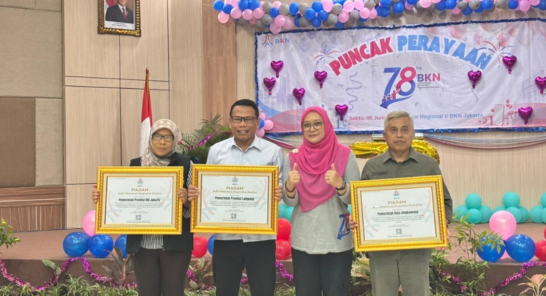 Pemprov Lampung Raih Penghargaan Adhi Manawa Nugraha Madya dari BKN