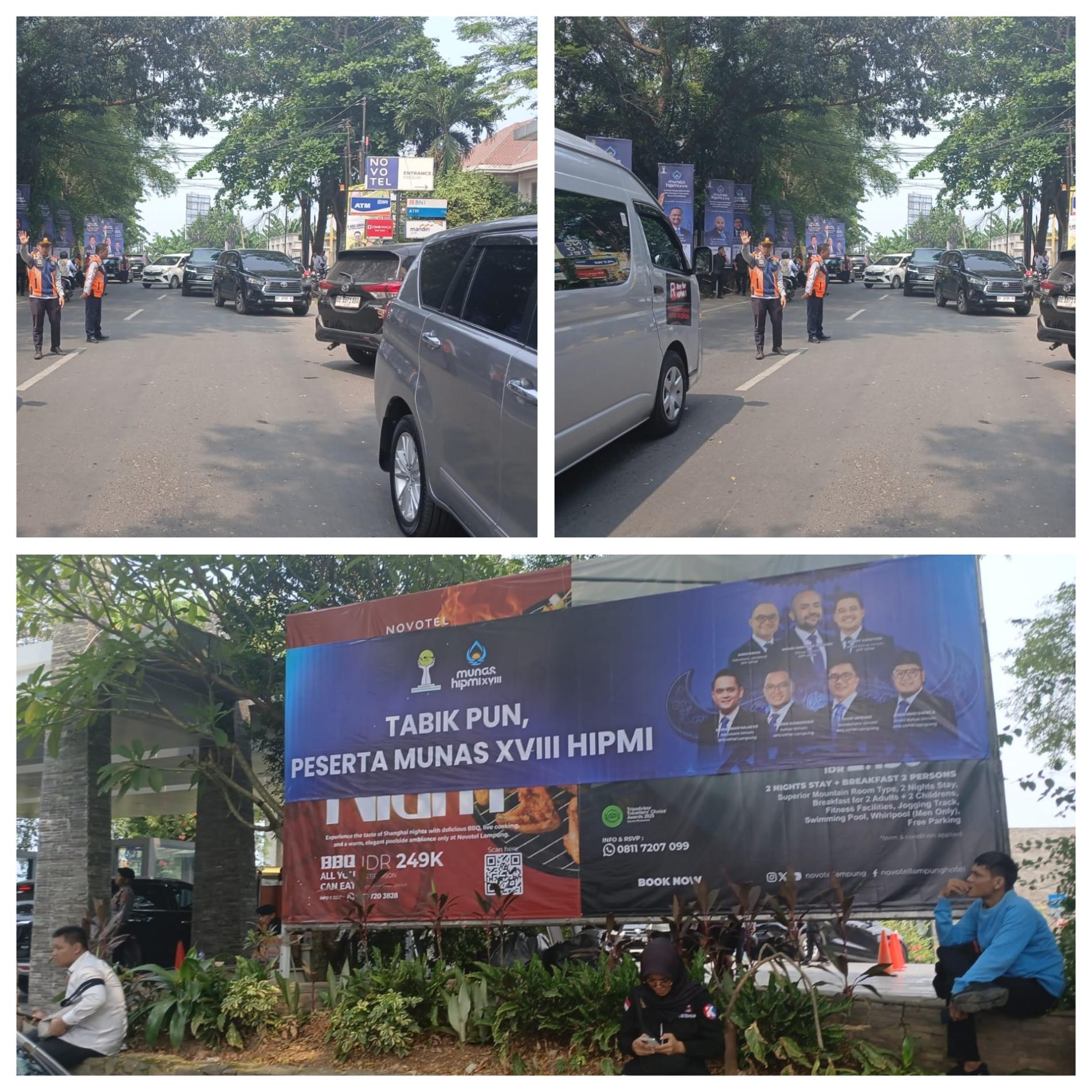 Kendaraan Peserta Munas HIPMI XVIII Padati Kawasan Novotel Lampung, Lalu Lintas Merayap
